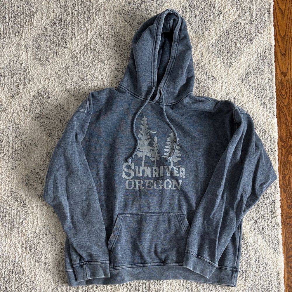 Sunriver Oregon Hoodie Sweatshirt Heather Blue XL